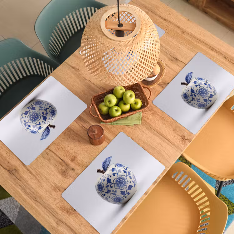 Tischset - 6 Stück - Apfel - Blau - Klassisch - 6 Stück — 3