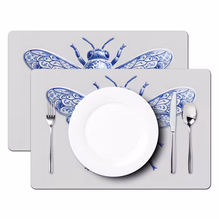 Tischset - 6 Stück - Biene - Modern - Delft - Blau - 6 Stück — 2