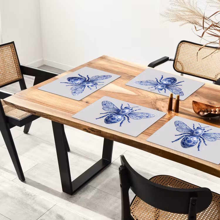 Tischset - 6 Stück - Biene - Modern - Delft - Blau - 6 Stück — 4