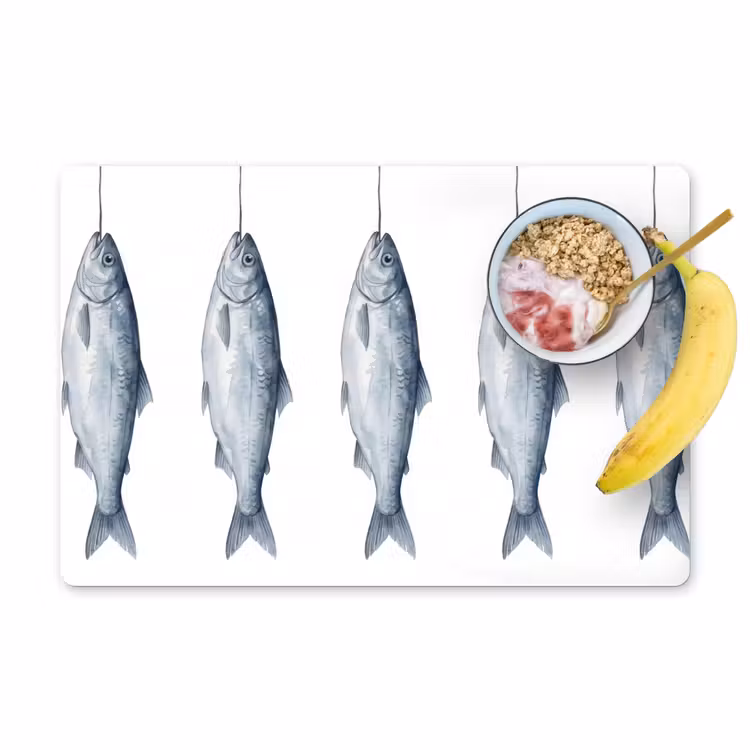 Tischset - 6 Stück - Fisch - Illustration - Delfter Blau - 6 Stück — 1