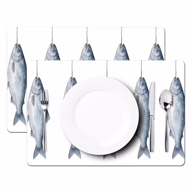 Tischset - 6 Stück - Fisch - Illustration - Delfter Blau - 6 Stück — 2