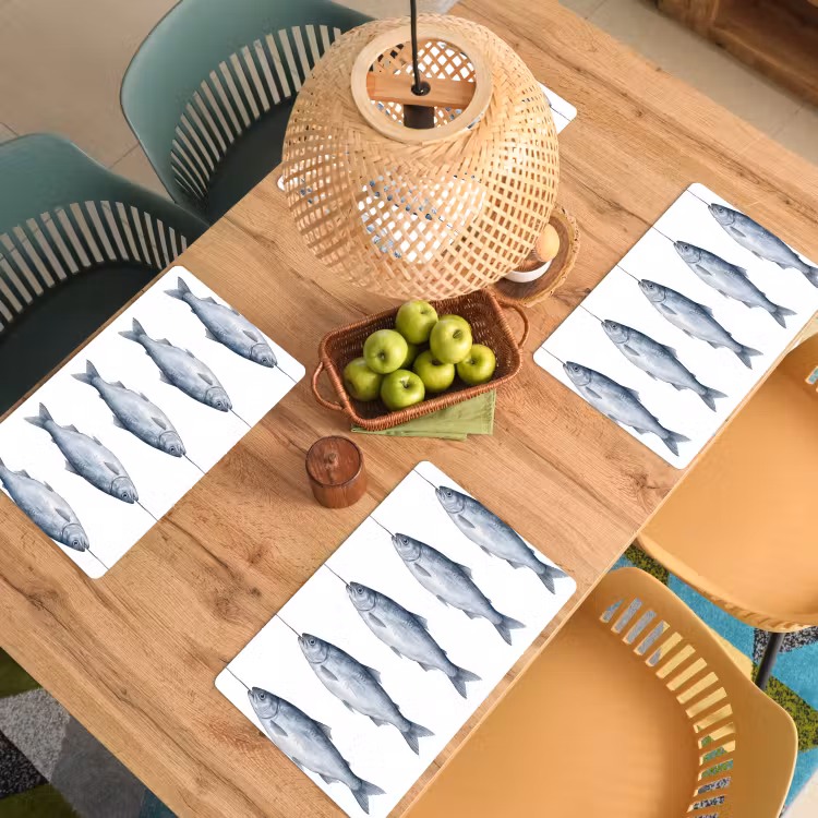 Tischset - 6 Stück - Fisch - Illustration - Delfter Blau - 6 Stück — 3