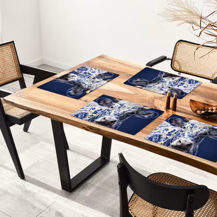 Tischset - 6 Stück - Kuh - Delfts - Blau - Künstlerisch - 6 Stück — 4