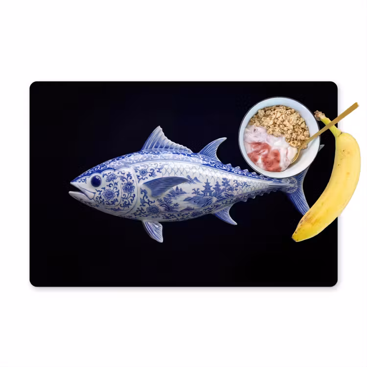 Tischset - 6 Stück - Porzellan - Thunfisch - Delfter Keramik - 6 Stück — 1