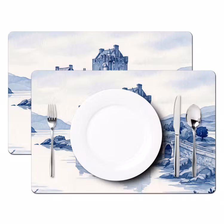 Tischset - 6 Stück - Schottisch - Schloss - Blau - Aquarell - 6 Stück — 2