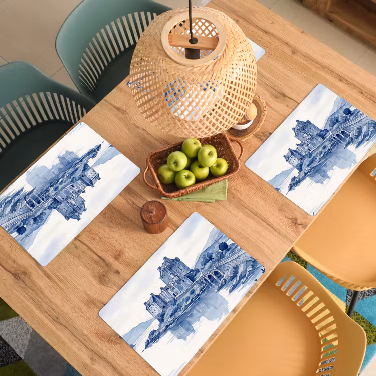 Tischset - 6 Stück - Schottisch - Schloss - Blau - Aquarell - 6 Stück — 3