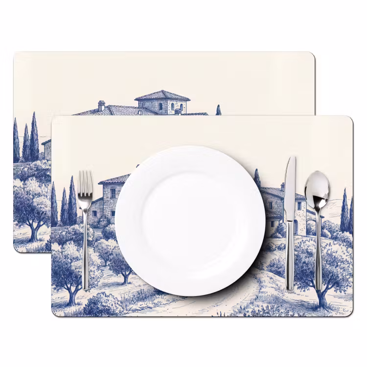 Tischset - 6 Stück - Rustikal - Anwesen - Blau - 6 Stück — 2