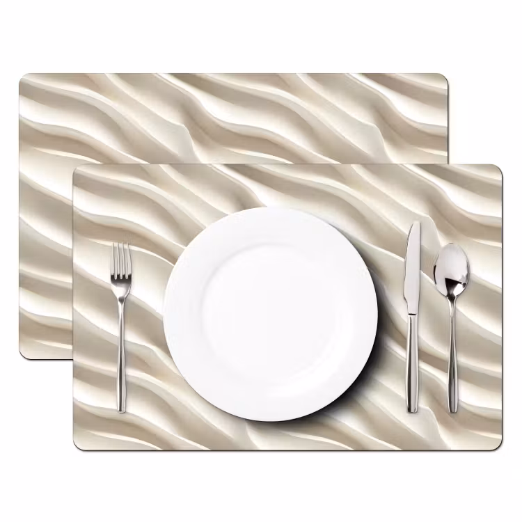 Tischset - 6 Stück - Diagonal - Wellen - Creme - 6 Stück — 2