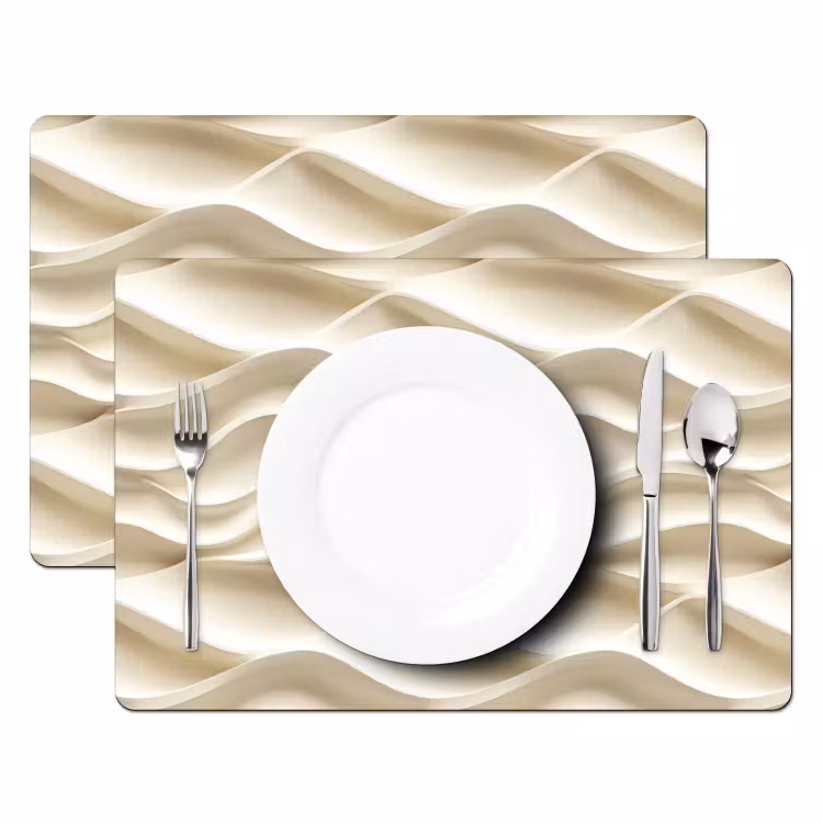 Tischset - 6 Stück - Linien - Gewellt - Creme - 6 Stück — 2