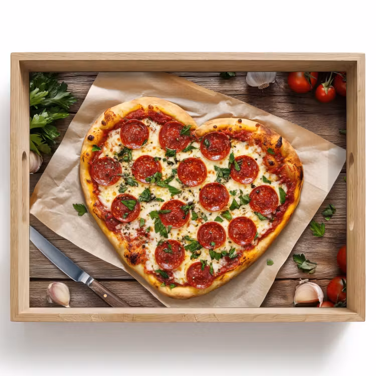 Tablett - Pizza - Herz - Peperoni - Tomate — 1