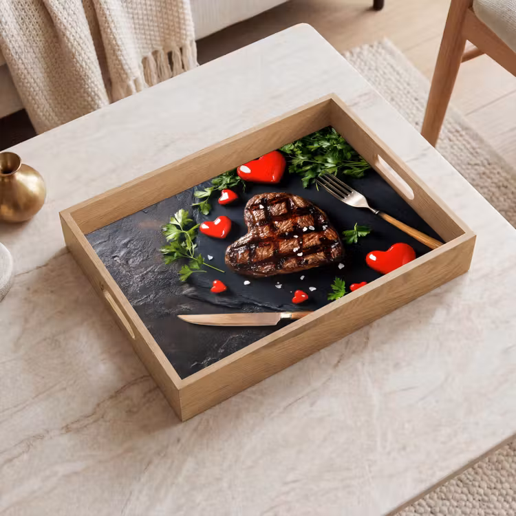Tablett - Steak - Herz - Besteck — 2