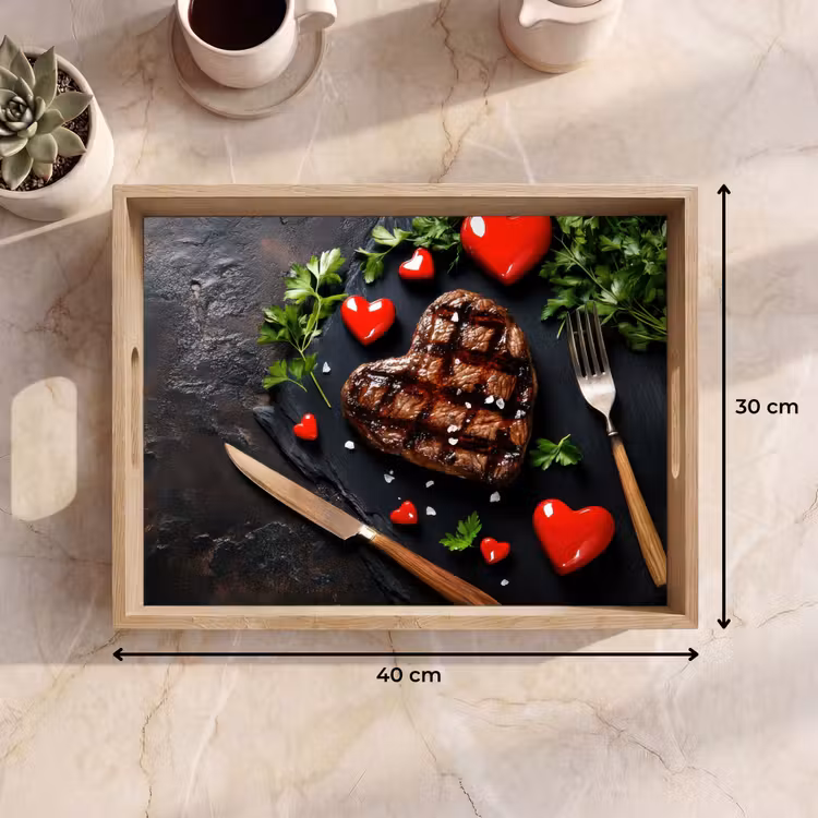 Tablett - Steak - Herz - Besteck — 7