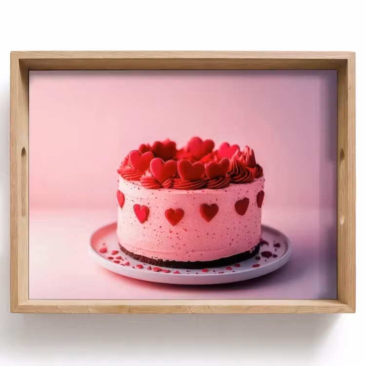 Tablett - Torte - Herz - Rosa — 1