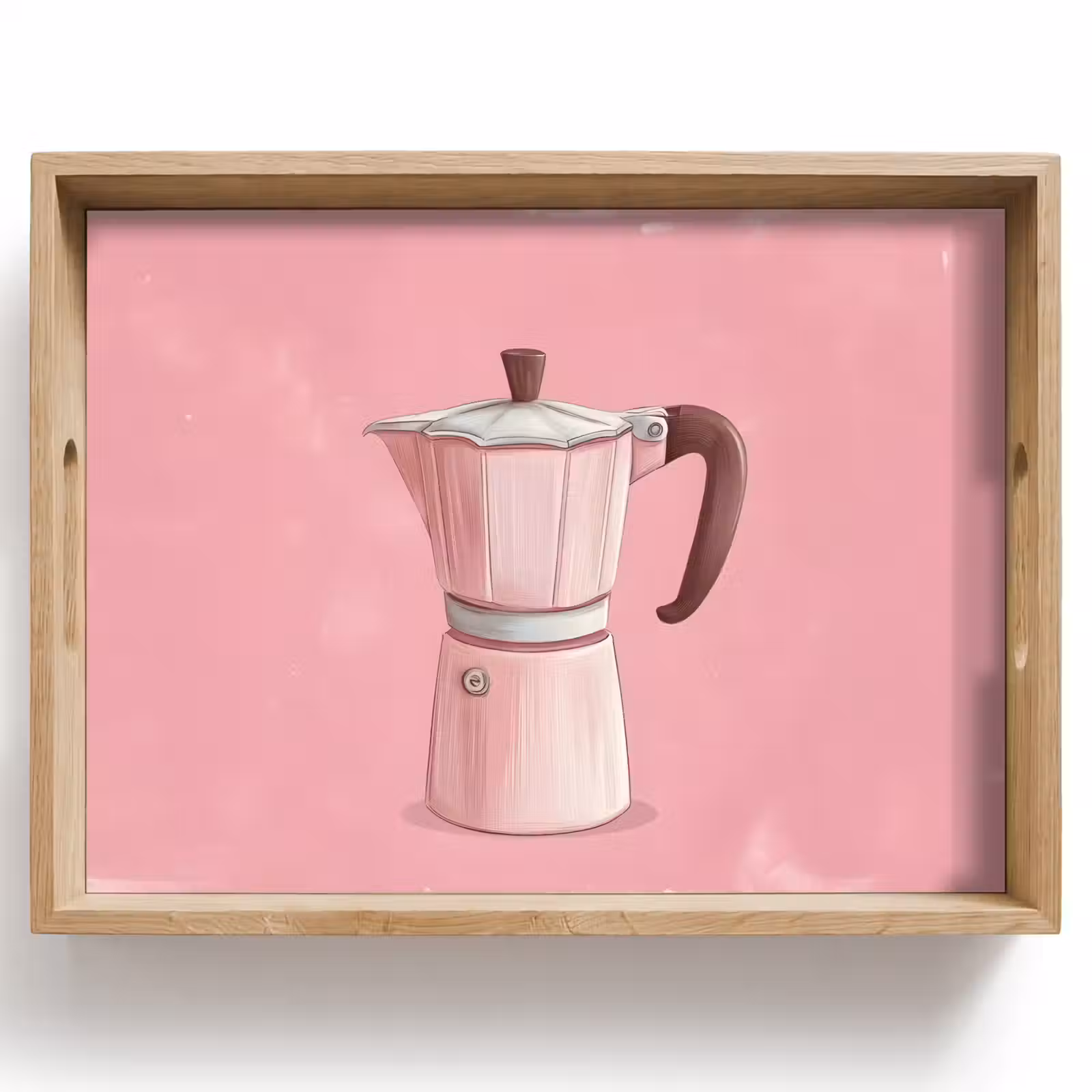 Tablett - Rosa - Becher Kanne - Illustration - Kaffee — 1