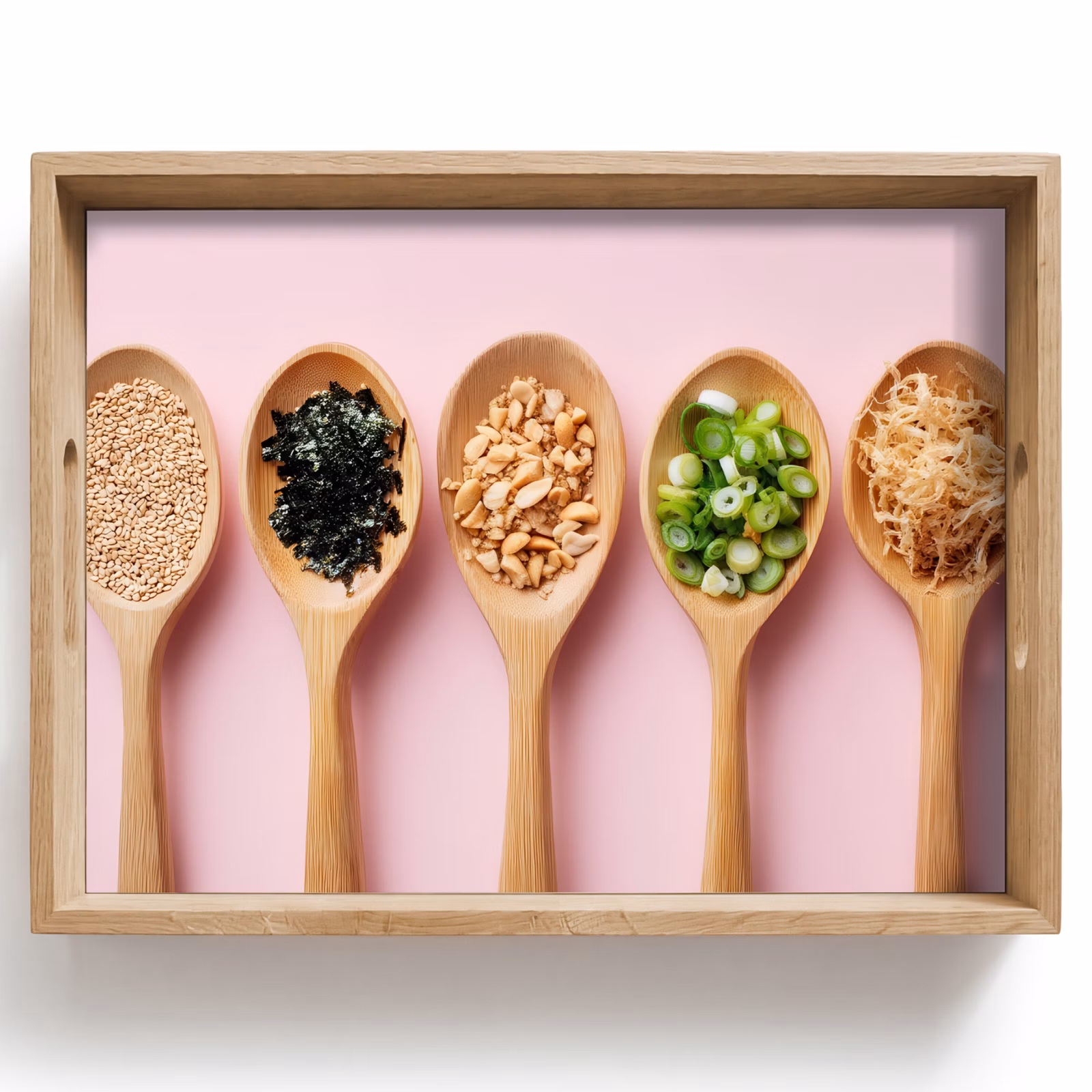 Tablett - Zutaten - Löffel - Holz - Rosa — 1