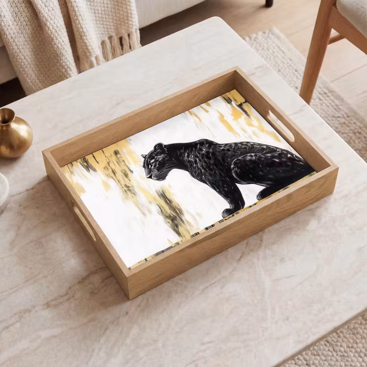 Tablett - Panther - Schwarz - Abstrakt - Gold — 2