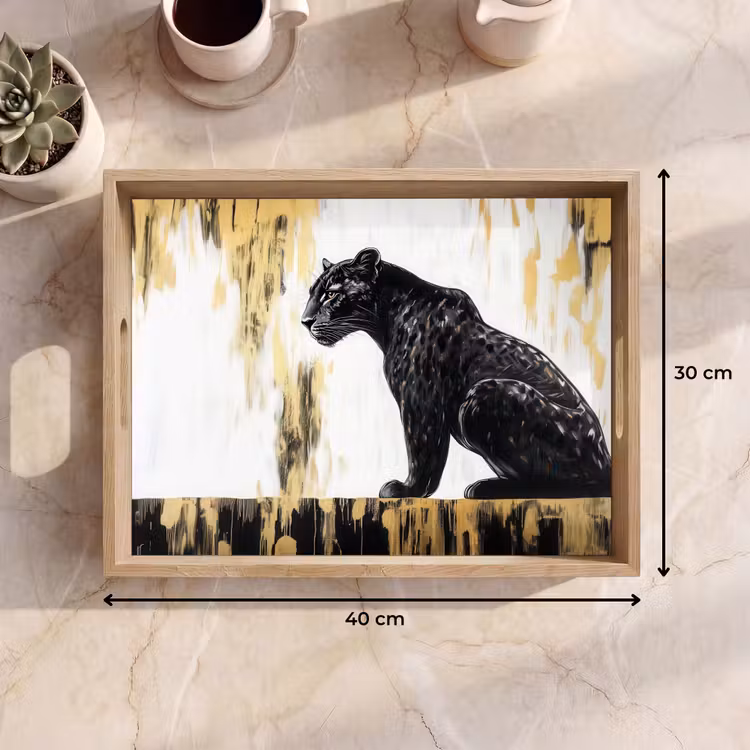 Tablett - Panther - Schwarz - Abstrakt - Gold — 7