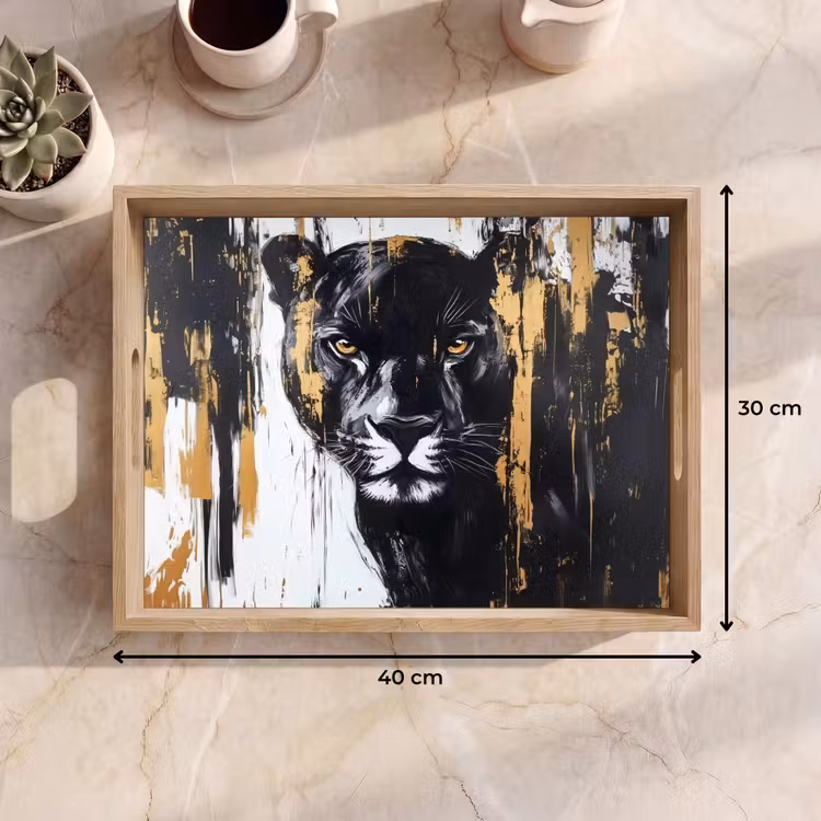 Tablett - Panther - Schwarz - Abstrakt - Pinselstriche — 7