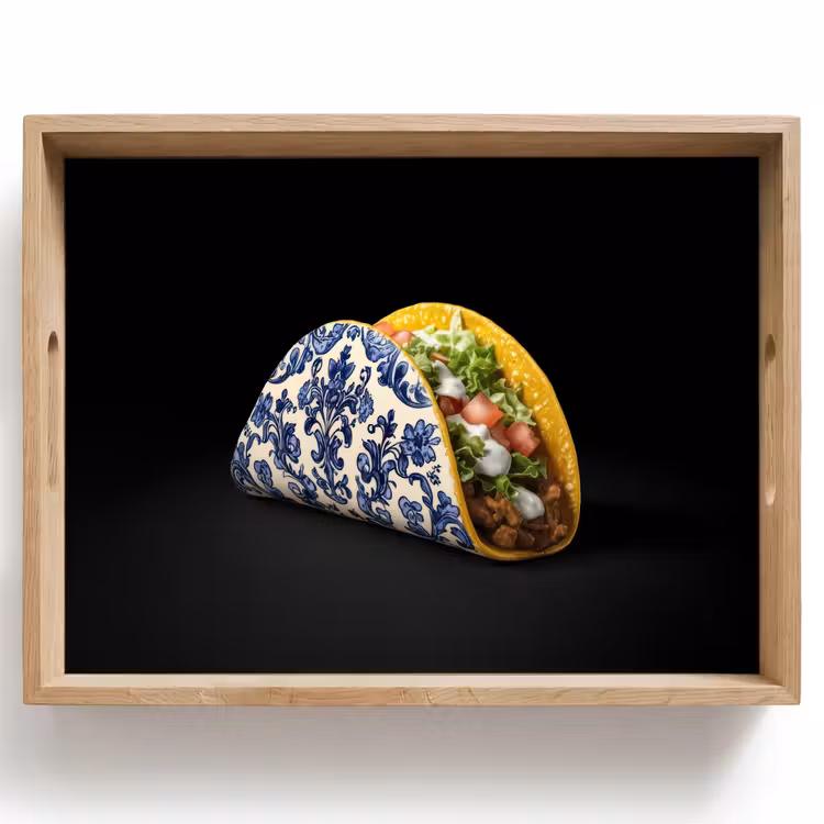 Tablett - Taco - Fleisch - Salat - Delfter Blau - Motiv — 1