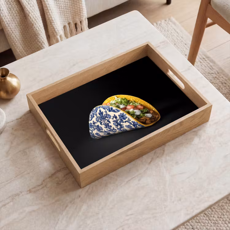 Tablett - Taco - Fleisch - Salat - Delfter Blau - Motiv — 2