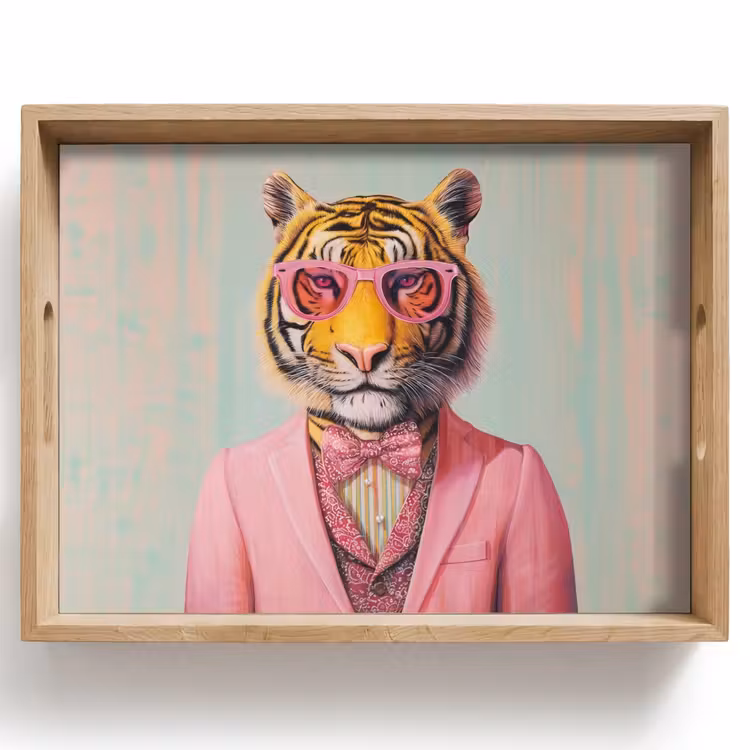 Tablett - Tiger - Fliege - Jacke - Rosa — 1