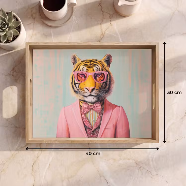 Tablett - Tiger - Fliege - Jacke - Rosa — 7
