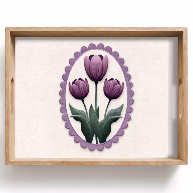 Tablett - Tulpen - Lila - Liste - Blätter — 1