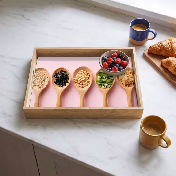 Tablett - Zutaten - Löffel - Holz - Rosa — 3