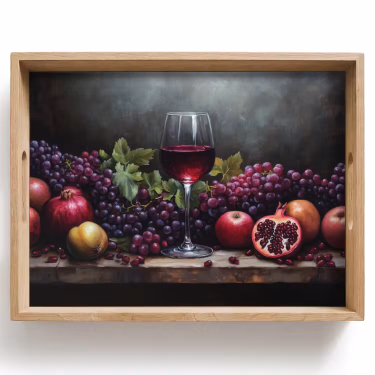 Tablett - Wein - Obst - Stilleben — 1