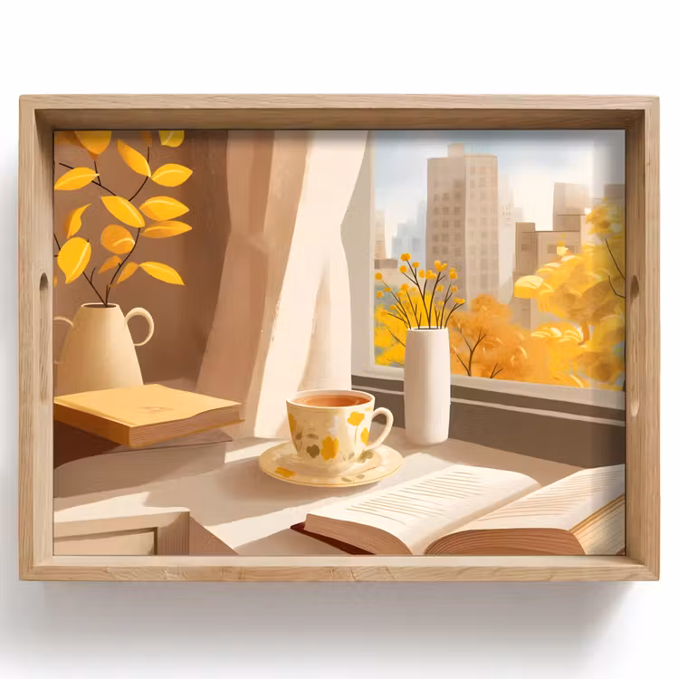 Tablett - Tee - Buch - Tee - Herbst — 1