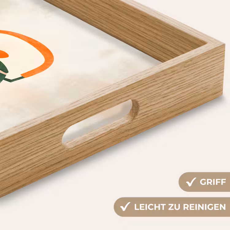 Tablett - Teekanne - Grün - Blumen - Orange — 8