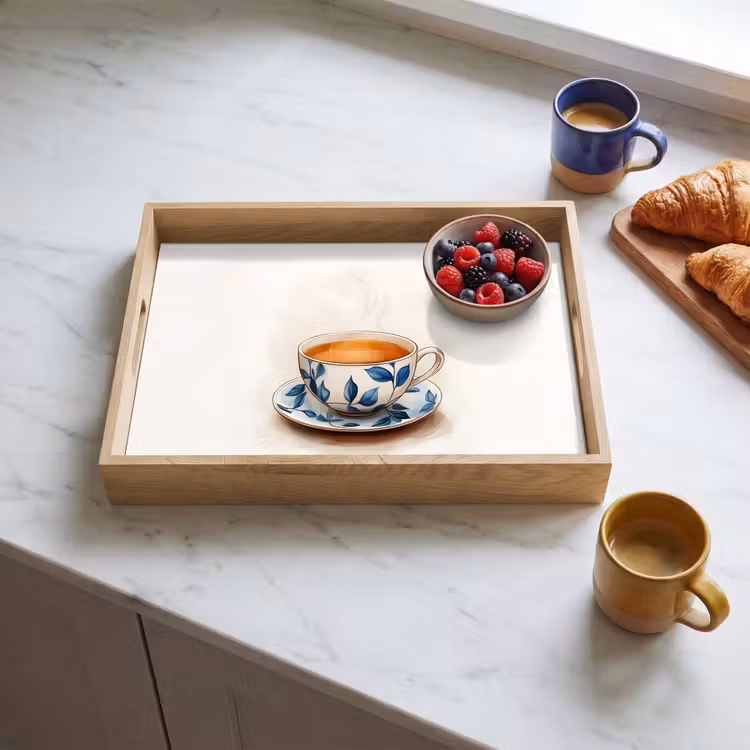 Tablett - Teetasse - Blätter - Blau — 3