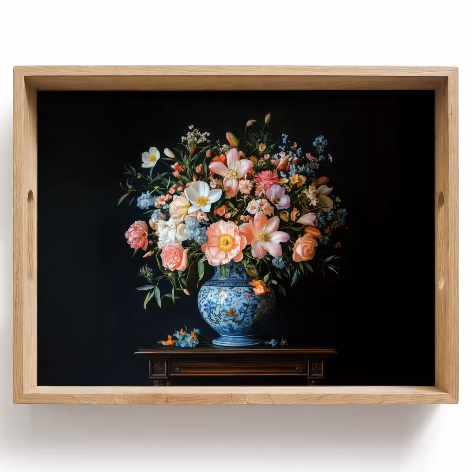 Tablett - Rosa - Blumen - Vase - Farben — 1