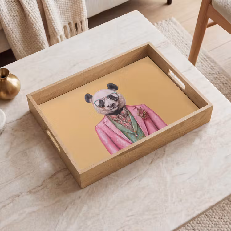 Tablett - Panda - Anzug - Sonnenbrille - Blau — 2