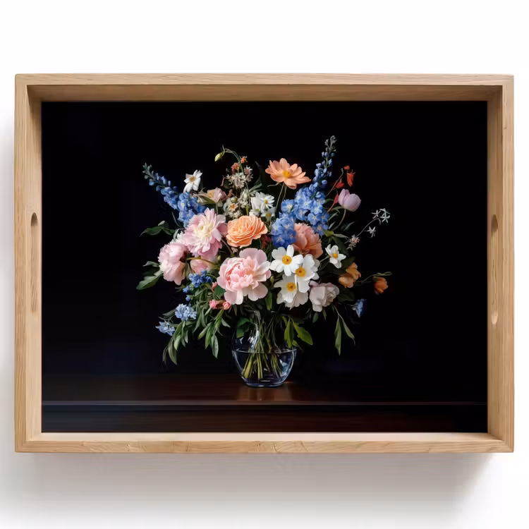 Tablett - Pastell - Blumen - Vase — 1