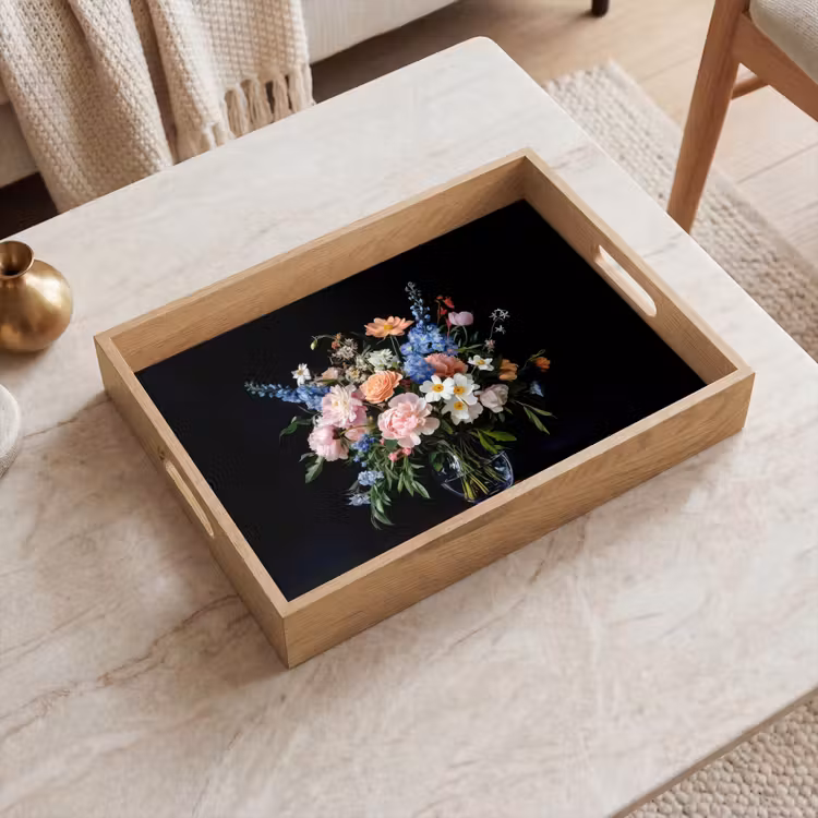 Tablett - Pastell - Blumen - Vase — 2