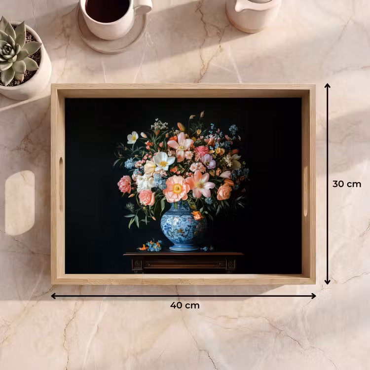 Tablett - Rosa - Blumen - Vase - Farben — 7