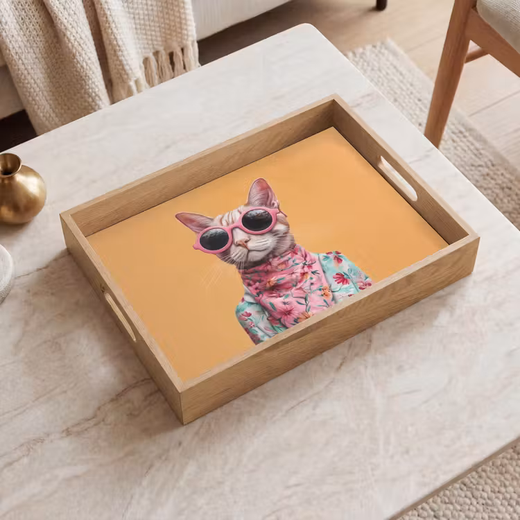 Tablett - Sonnenbrille - Katze - Halstuch - Blumen — 2