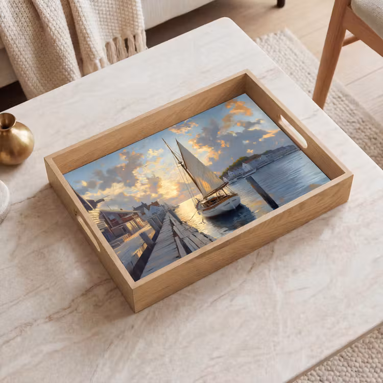 Tablett - Segelboot - Sonne - Pier - Holz — 2