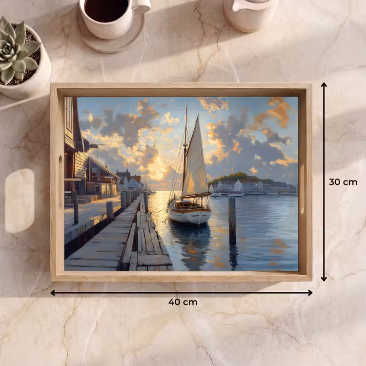 Tablett - Segelboot - Sonne - Pier - Holz — 7