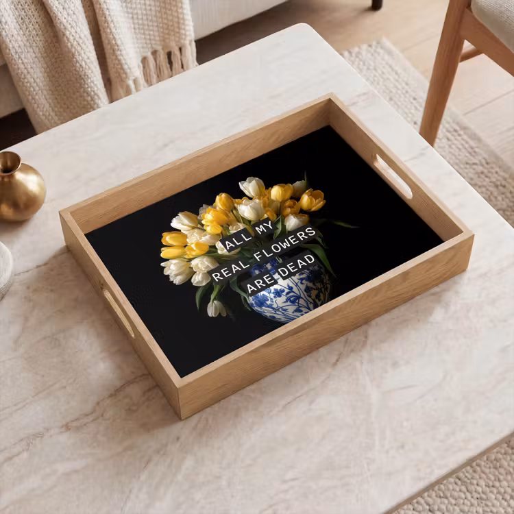 Tablett - Zitate - Blume - Tulpe - Gelb — 2