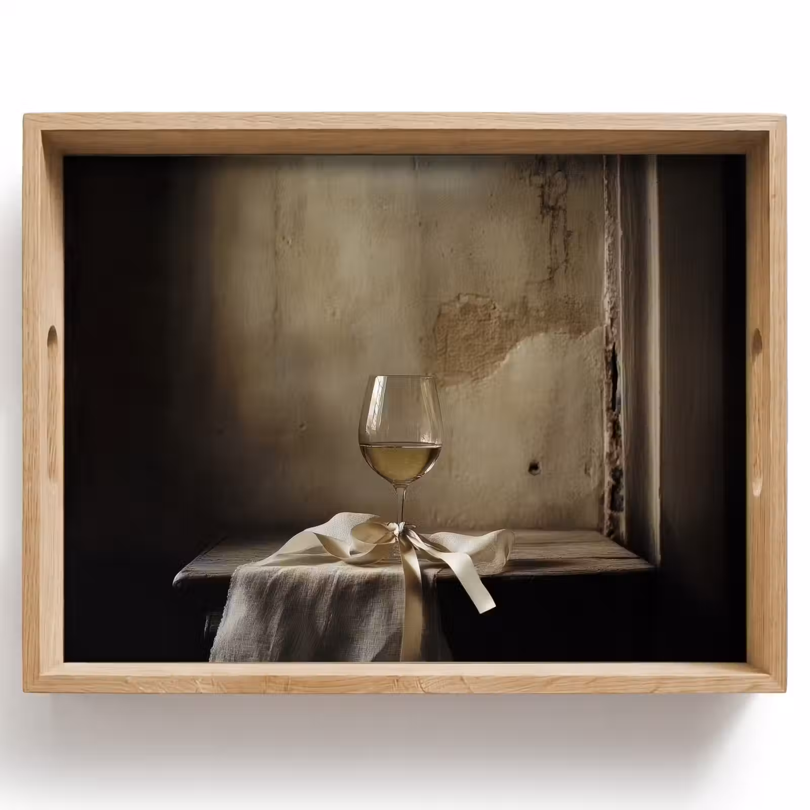 Tablett - Schleife - Beige - Weiß - Wein — 1