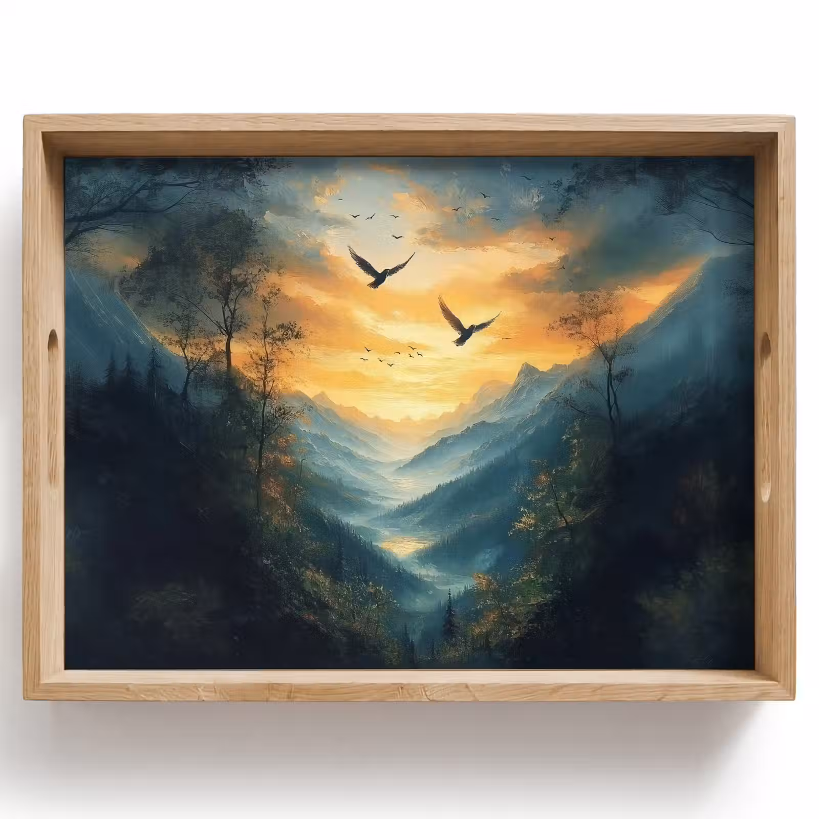 Tablett - Vögel - Sonne - Bäume - Grün — 1