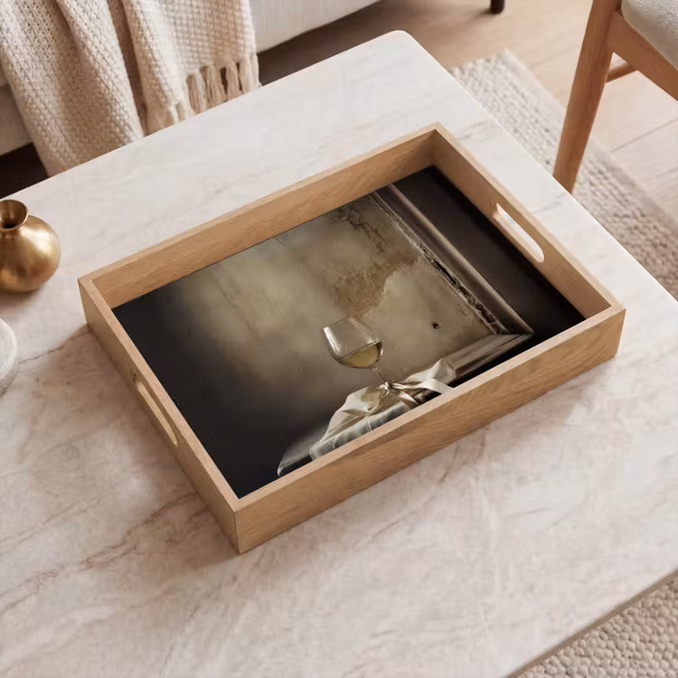 Tablett - Schleife - Beige - Weiß - Wein — 2