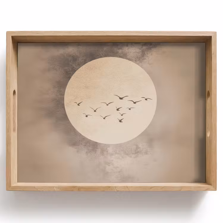 Tablett - Vogel - Beige - Japanisch — 1