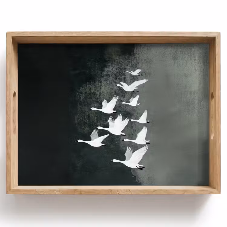 Tablett - Vogel - Japandi - Grün — 1