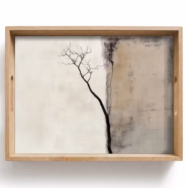 Tablett - Wabi sabi - Pflanze - Beige — 1
