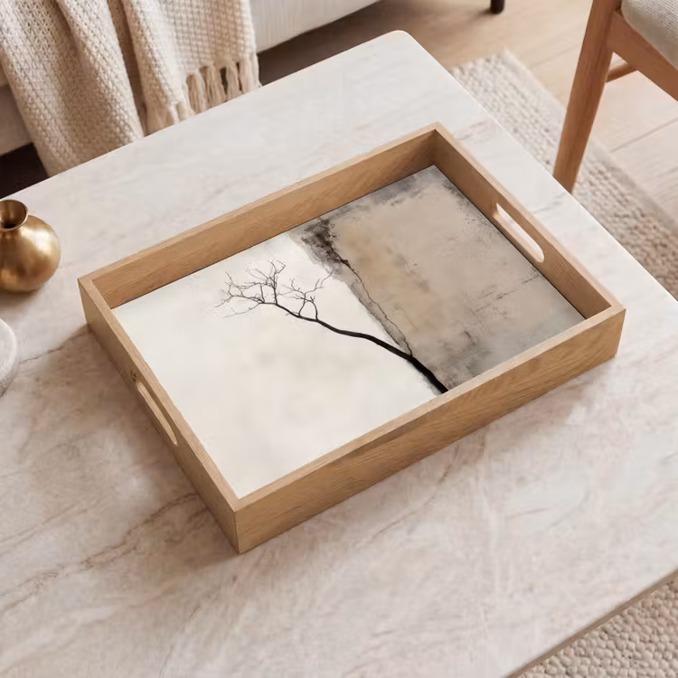 Tablett - Wabi sabi - Pflanze - Beige — 2