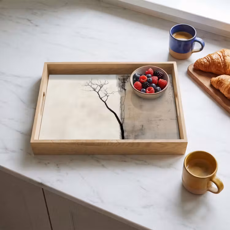Tablett - Wabi sabi - Pflanze - Beige — 3