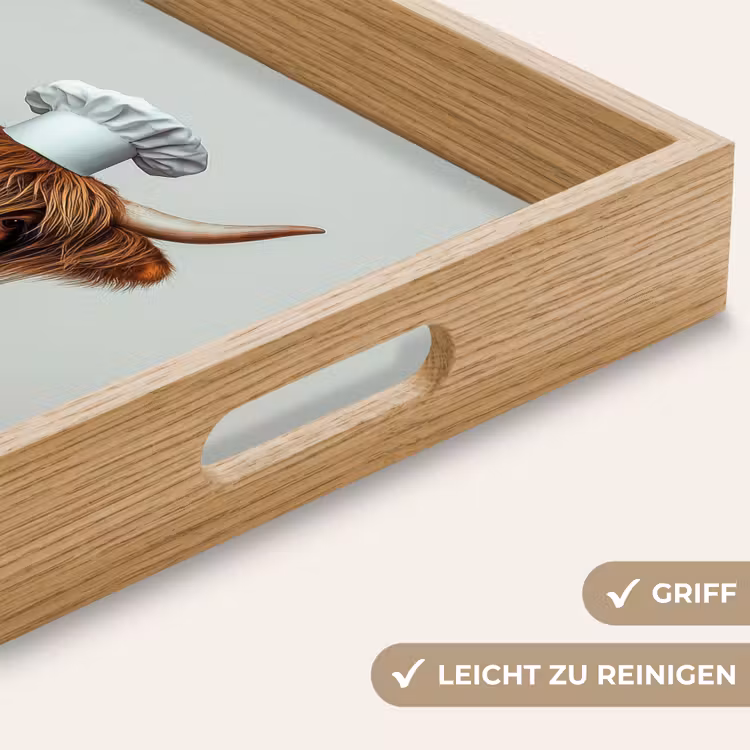 Tablett - Schottischer Highlander - Braun - Hörner - Kochkleidung — 8